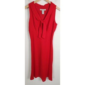 Marconi Women's Sz. 4 Red Linen Blend Sleeveless Sheath Midi Dress